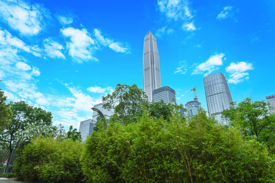 屹立在蓝天中的深圳第一高楼