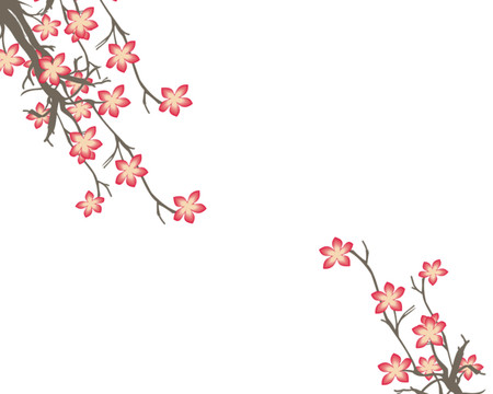 櫻花梅花抽象花裝飾畫