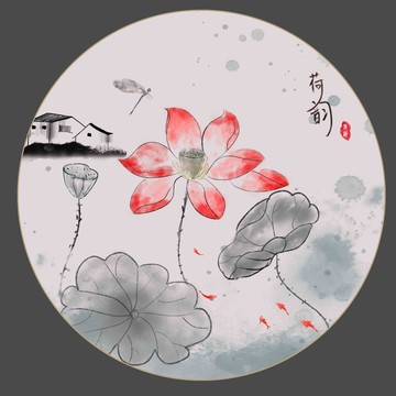 手繪圓形蓮花