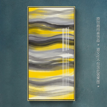 黃色抽象油畫玄關(guān)裝飾畫