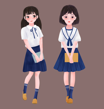 青春校园少女人物插画