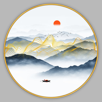 抽象線條山水畫