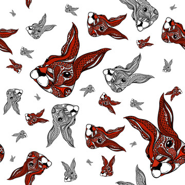 兔头无缝拼接服饰壁纸插画图案
