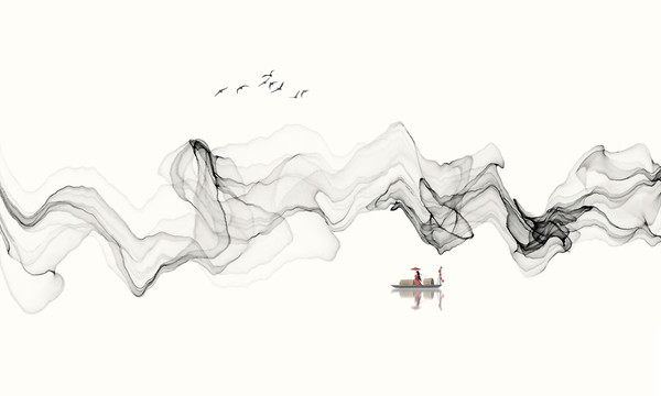 新中式抽象飄帶背景