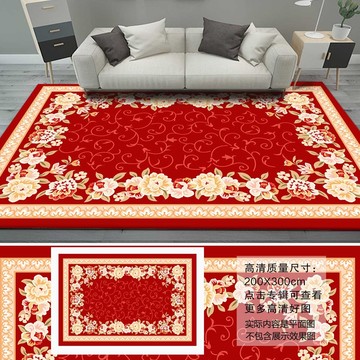 新中式牡丹花红色地毯欧式地毯