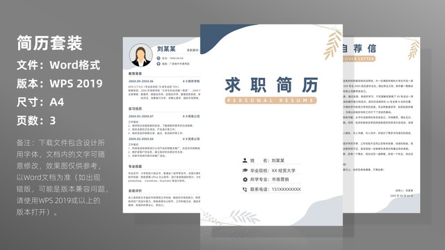 小清新銷售行業(yè)求職簡歷套裝