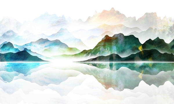 水彩山