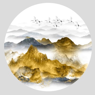 金色圓形抽象畫