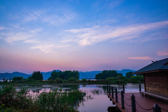 暮色湿地风光