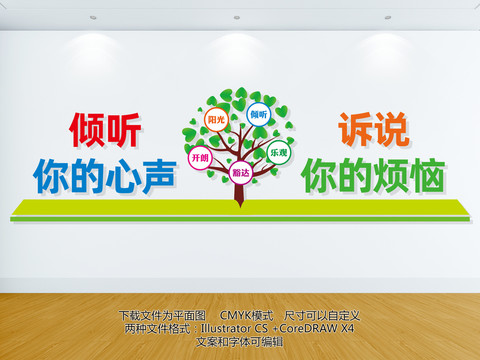 學(xué)校心理咨詢室文化墻立體展板