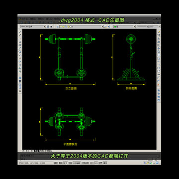 杠铃架CAD平面图立面图