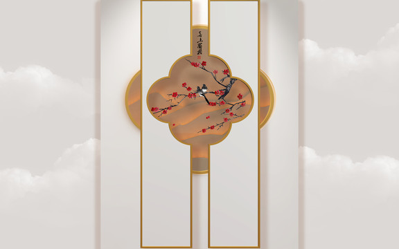 花鳥屏風護墻背景墻