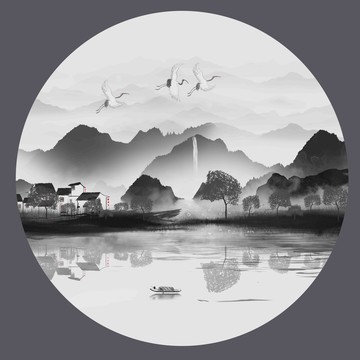 中式水墨山水畫