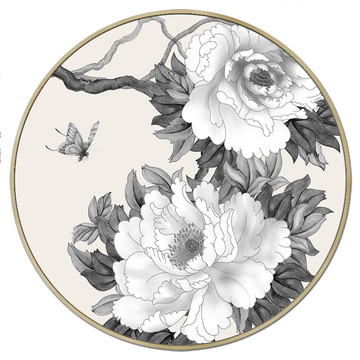 新中式花鳥壁紙壁畫背景墻