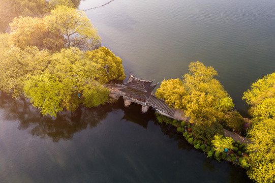 杭州西湖自然风景航拍