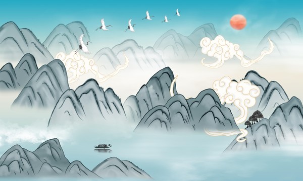 山水壁畫(huà)