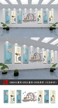 中國(guó)風(fēng)新中式學(xué)校樓道樓梯文化墻