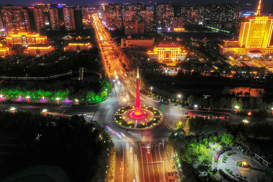 驻马店中原柱夜景