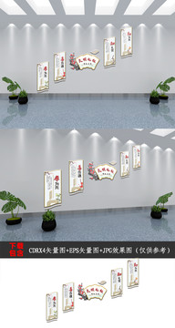 中國(guó)風(fēng)中式學(xué)校樓道樓梯文化墻