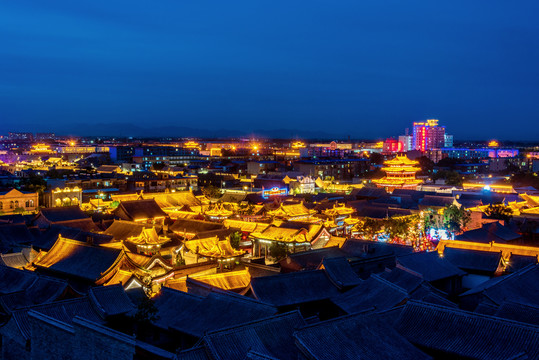 中国山西忻州古城夜景