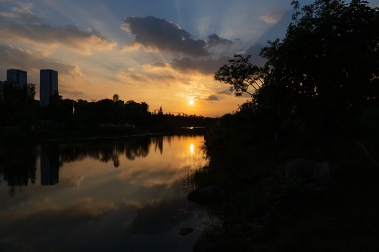 桂溪生态公园夕阳