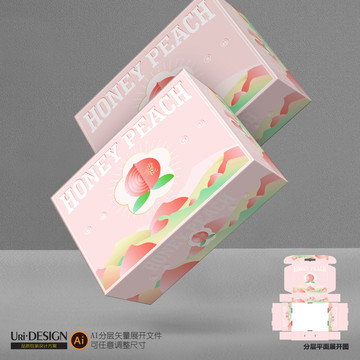 水蜜桃包裝設計展開圖