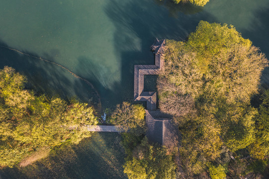 杭州西湖浴鹄湾景区航拍