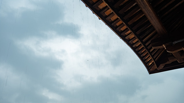 南宁孔庙中式古代建筑雨景