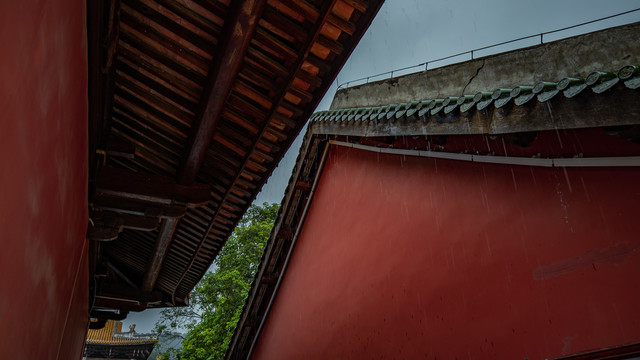 南宁孔庙中式古代建筑雨景