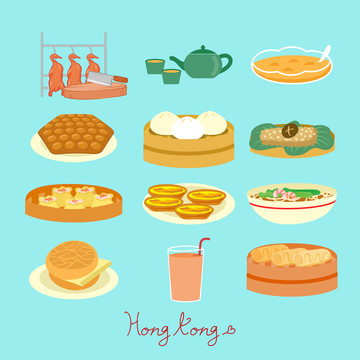 香港美食創(chuàng)意設(shè)計插圖