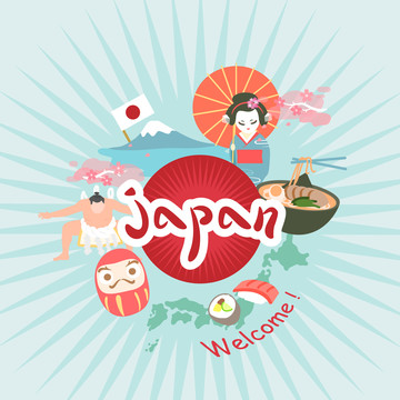 日本旅游創(chuàng)意設(shè)計(jì)插圖