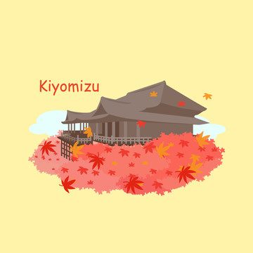 日本清水寺創(chuàng)意設計插圖