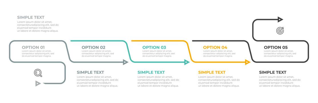 五选项图表创意设计模板