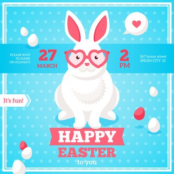 复活节可爱白兔插图