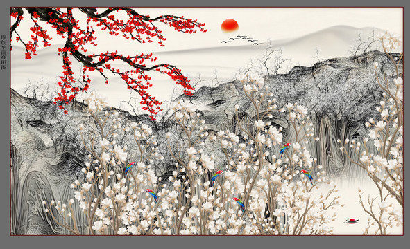 花鳥背景墻
