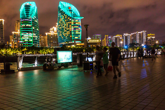 广东湛江城市夜景风光