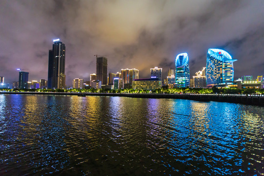 广东湛江城市夜景风光