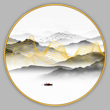 抽象線條山水畫