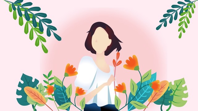 母親節(jié)女神節(jié)植物花朵美女女性像