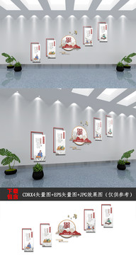 中國風(fēng)中式學(xué)校樓道樓梯文化墻
