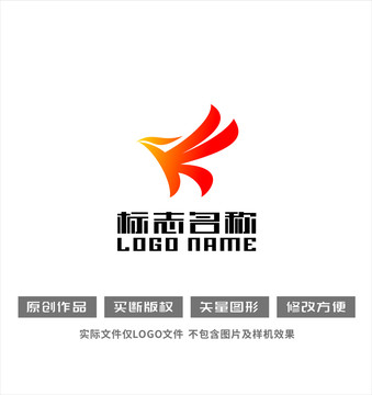 KF字母标志飞鸟logo