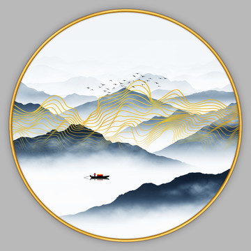 抽象線條山水畫