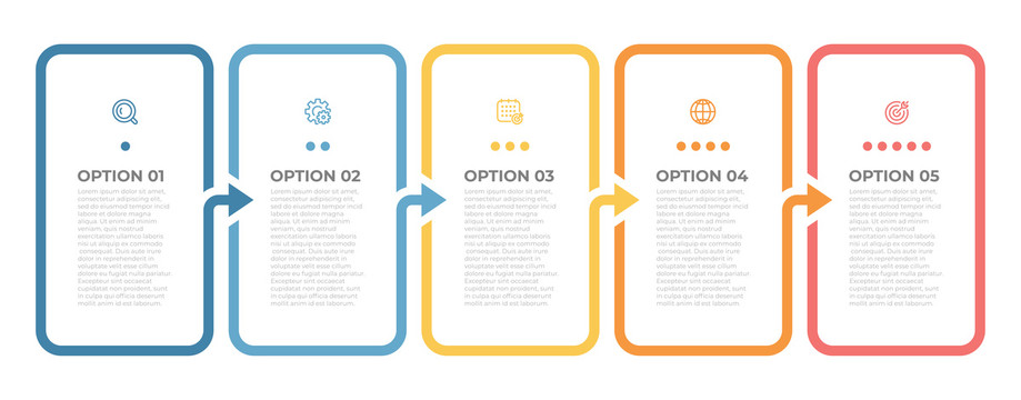 五选项信息图表创意设计模板