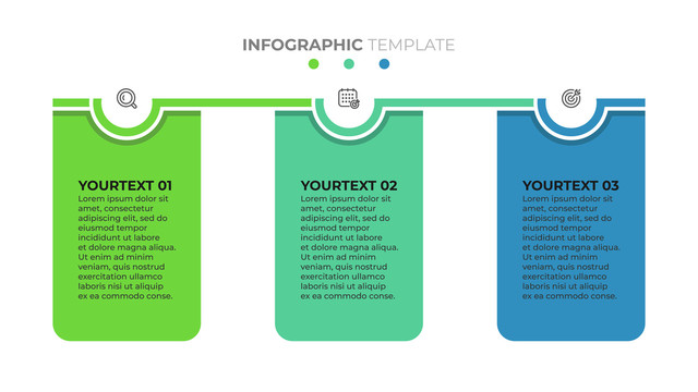 三个蓝绿色文字框元素信息流程图