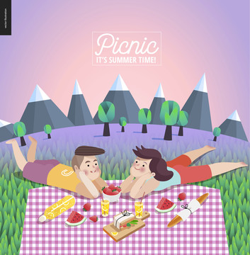 情侣野餐创意设计插图