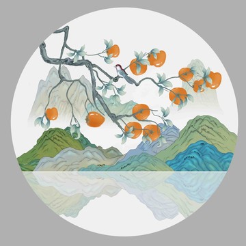 柿子花鳥