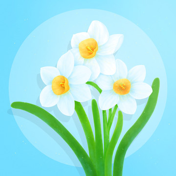 花好月圓之水仙花分層插畫