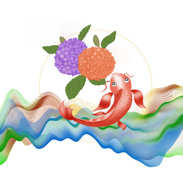 躍出水面的魚裝飾畫