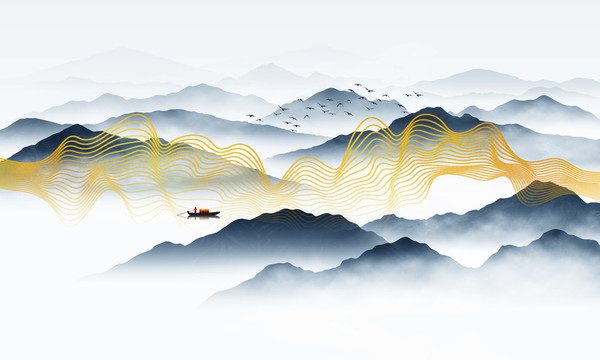 抽象線條山水畫
