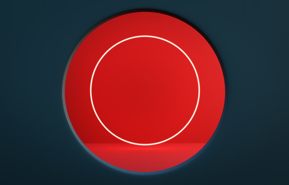 蓝红圆形灯条背景图